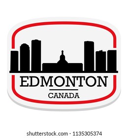 Edmonton Canada Label Stamp Icon Skyline City Design Tourism.