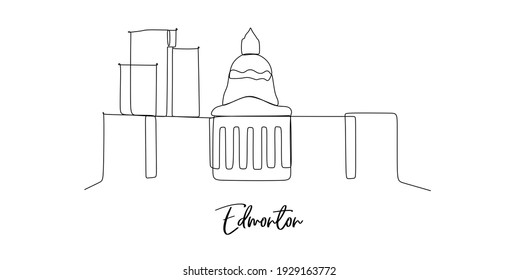 Línea de puntos de referencia de Edmonton Canada - dibujo continuo de una línea