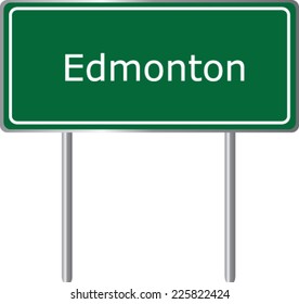Edmonton, Canada, road sign green vector illustration, road table