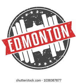 Edmonton Canada Round Travel Stamp. Icon Skyline City Design Seal Vector Badge Illustration.