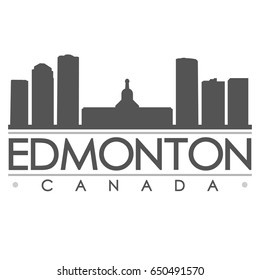 Edmonton Canada Skyline Silhouette Design City Vector Art.