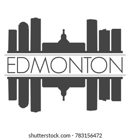 Edmonton Canada Skyline Vector Art Mirror Silhouette Emblematic Buildings 