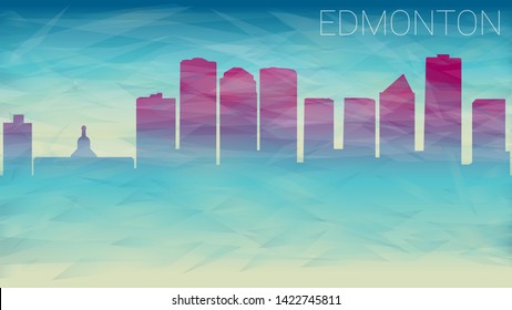 Edmonton City Canada Skyline Vector Silhouette. Broken Glass Abstract Geometric Dynamic Textured. Banner Background. Colorful Shape Composition.