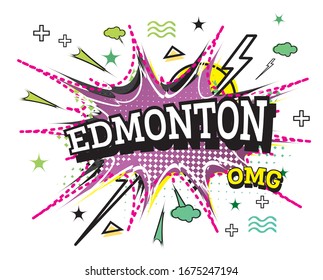 Edmonton Comic Text in Pop Art Style einzeln auf weißem Hintergrund. Vektorillustration Illustration.