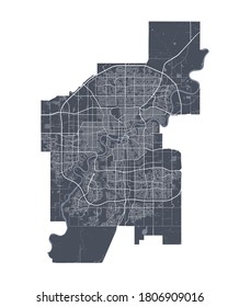 Edmonton map. Detailed vector map of Edmonton city administrative area. Cityscape poster metropolitan aria view.