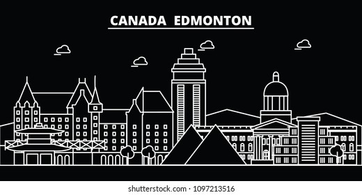 Edmonton silhouette skyline. Canada - Edmonton vector city, canadian linear architecture, buildings. Edmonton travel illustration, outline landmarks. Canada flat icons, canadian line banner