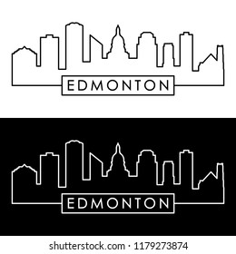 Edmonton Skyline. Linear Style. Editable Vector File.