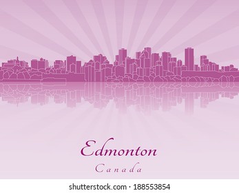 Edmonton skyline in purple radiant orchid in editable vector file