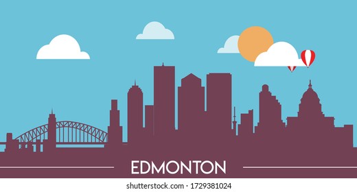 Edmonton skyline silhouette flat design vector illustration