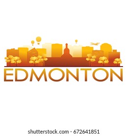 Edmonton Skyline Silhouette Gradient Vector City Design.