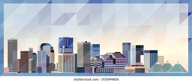 Edmonton skyline vector colorful poster on beautiful triangular texture background