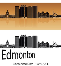 Edmonton V2 skyline in orange background in editable vector file