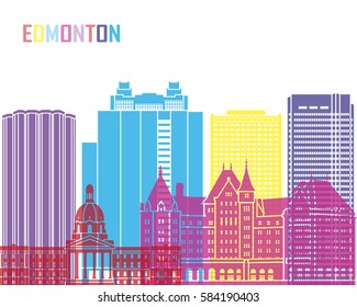 Edmonton V2 Skyline Pop In Editable Vector File