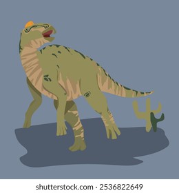 Edmontosaurus Dinosaurus illustration herbivore vector Large duck-billed dinosaur, found near rivers and lakes