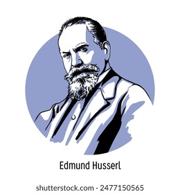 Edmund Husserl is a German philosopher and founder of phenomenology. Hand drawn vector illustration