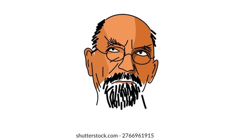Edmund Husserl Portrait, flat vector illustration