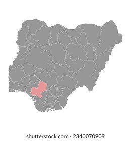 Mapa estatal de Edo, división administrativa del país de Nigeria. Ilustración vectorial.