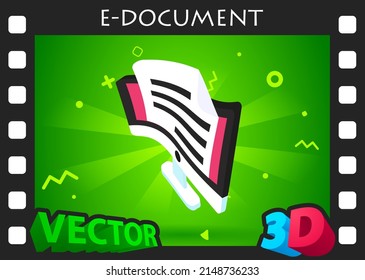 E-document isometric design icon. Vector web illustration. 3d colorful concept