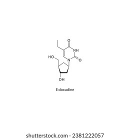 Edoxudine flat skeletal molecular structure Pyrimidine analogue antiviral drug used in Herpes simplex virus treatment. Vector illustration scientific diagram.