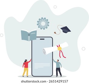 EdTech ou tecnologia educacional com cursos distantes. vida de caráter .