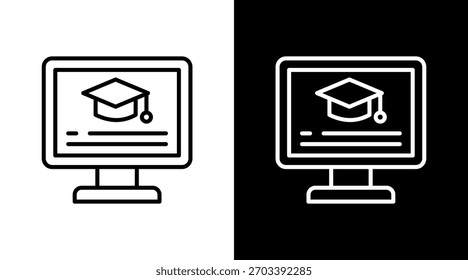 Diseño de conjunto de iconos blancos de contorno de plataforma Edtech