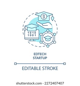 EdTech startup turquoise concept icon. Pros of e learning. Best foundation industry abstract idea thin line illustration. Isolated outline drawing. Editable stroke. Arial, Myriad Pro-Bold fonts used