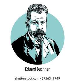 Eduard Buchner was a pioneering German chemist and biochemist whose work fundamentally changed our understanding of biology and chemistry at the turn of the 20th century. Hand-drawn vector illustration