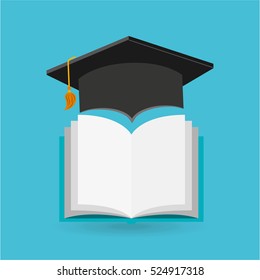 eduation online concept book and graduation cap school background vector illustration eps 10