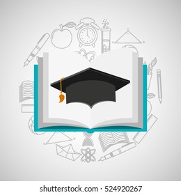 eduation online concept book and graduation cap school background vector illustration eps 10