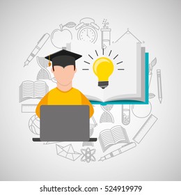 eduation online concept student knowledge school background vector illustration eps 10