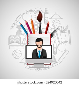 eduation online concept teacher school background vector illustration eps 10