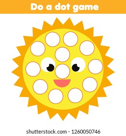 Eduational game for children. Do a dot for kids and toddlers with cute cat.