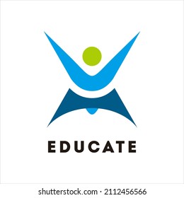 EDUCATE Logo Design Template. Creative Education logo.
