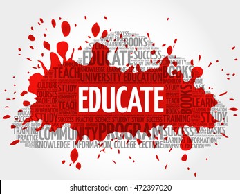 EDUCATE word cloud collage, education concept background