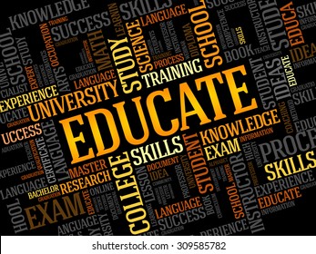 EDUCATE. Word education collage