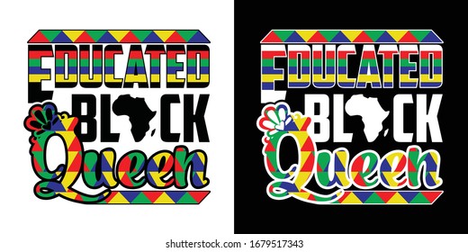 Educated Black Queen Printable Vector Illustration