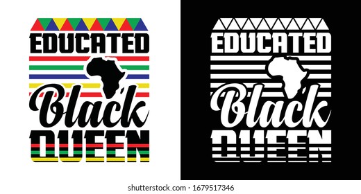 Educated Black Queen Printable Vector Illustration