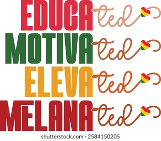 Educated Motivated Elevated Melanated design - Black History T-shirt Design, Black History PNG DXF EPS, Black History Quotes design, African American t-shirt design, Black History bundle