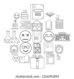 Educated person icons set. Outline set of 25 educated person vector icons for web isolated on white background