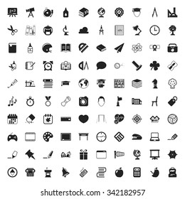  education 100 icons set for web flat