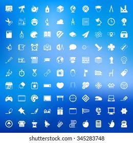  education 100 icons set for web flat