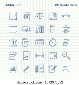 Education 25 Doodle Icons. Hand Drawn Business Icon set