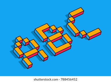 Education abc isometric icon. 3D illustration of education abc blocks icon isolated on Blue background