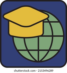 Bildung im Ausland, Illustration, Vektorgrafik auf weißem Hintergrund.