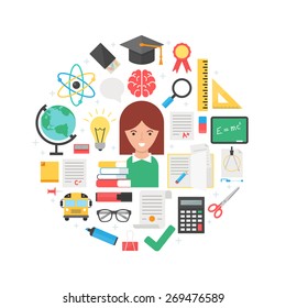 Education abstract flat style vector illustration