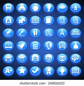 Education and Academic Development on Blue Round Buttons