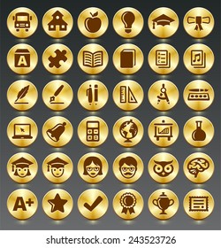 Education and Academic Development on Gold Round Buttons