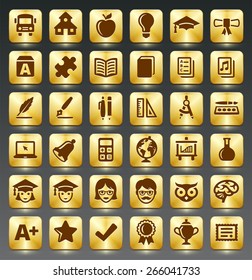 Education and Academic Development on Gold Square Buttons