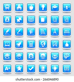 Education and Academic Development on Multi Color Square Buttons