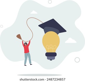 Education or academic help create business idea, skill and knowledge empower creativity concept.flat design.illustration with people.